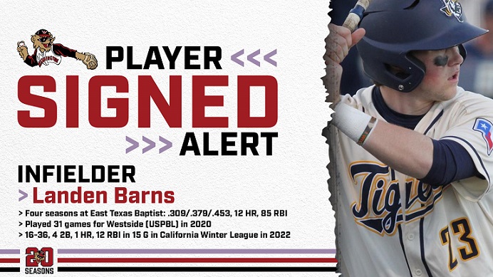 WILD THINGS SIGN BARNS OUT OF CALIFORNIA WINTER LEAGUE