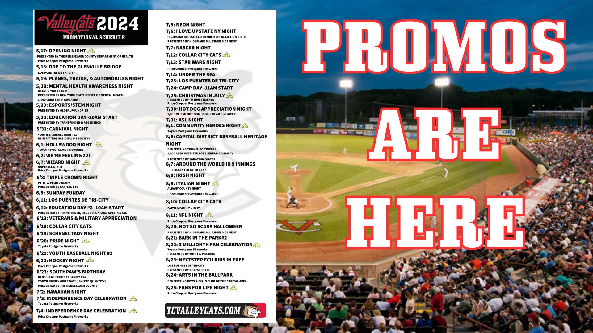 VALLEYCATS UNVEIL FULL 2024 PROMOTIONS & THEME NIGHTS